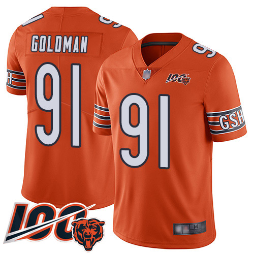 Chicago Bears Limited Orange Men Eddie Goldman Alternate Jersey NFL Football #91 100th Season